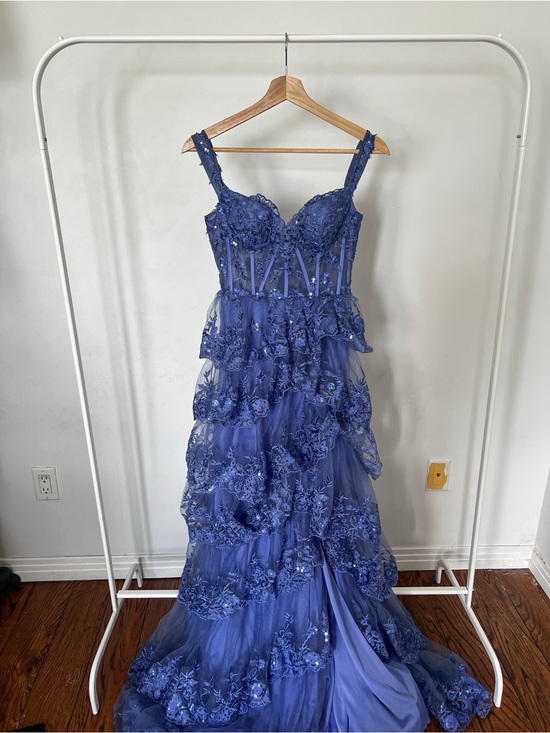 Dresses & Skirts - Embellished Ruffled Tulle Gown in Periwinkle